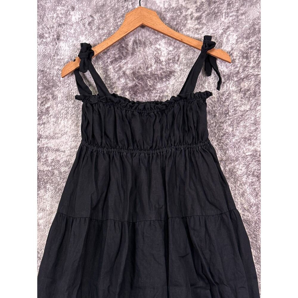Black Midi Sundress with Tie Straps - Picture 2 of 8
